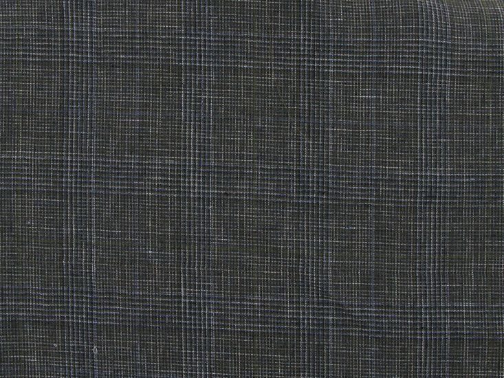 Kerry Foyle Check Irish Linen, Black and Blue