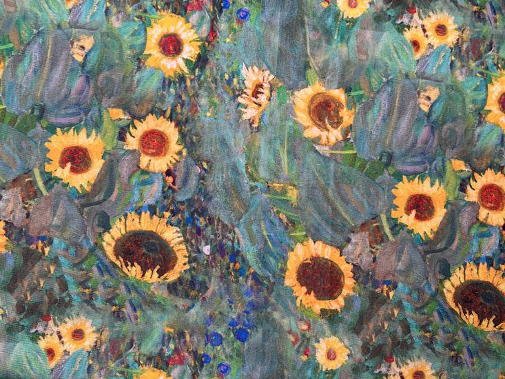 Klimts Sunflowers Soft Handle Water Repellent Outdoors Fabric