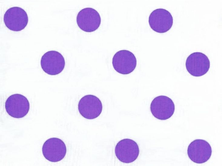 Large Purple Polka Dot on White Background Polycotton Print