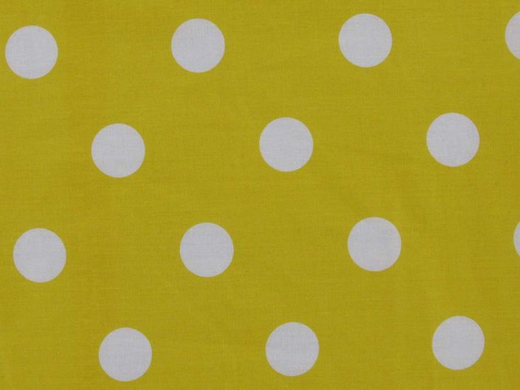 Large White Polka Dot On Mustard Background Polycotton Print
