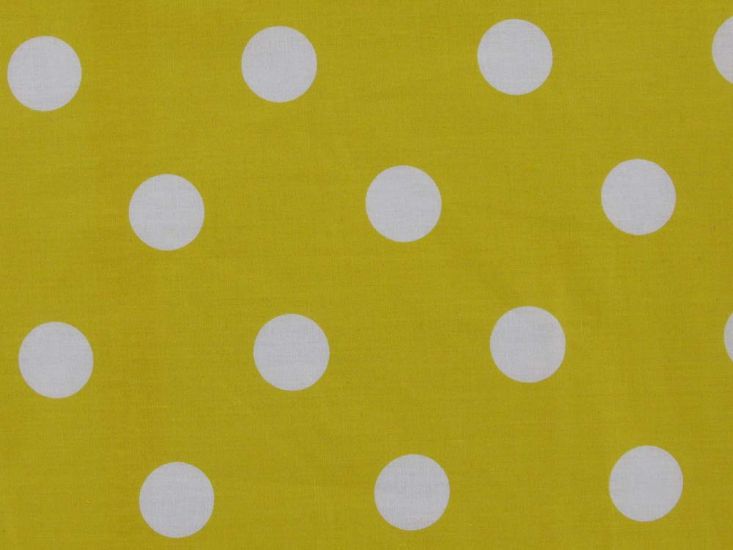 Large White Polka Dot On Yellow Background Polycotton Print