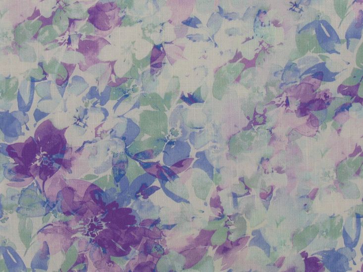 Lavender Mist Stretch Linen Rayon Print, Purple