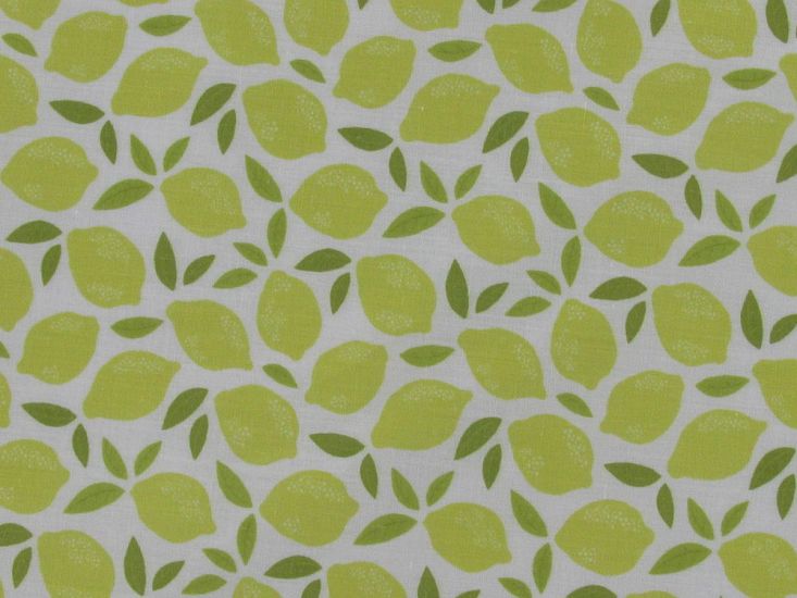 Lemon Zing Polycotton Print, White
