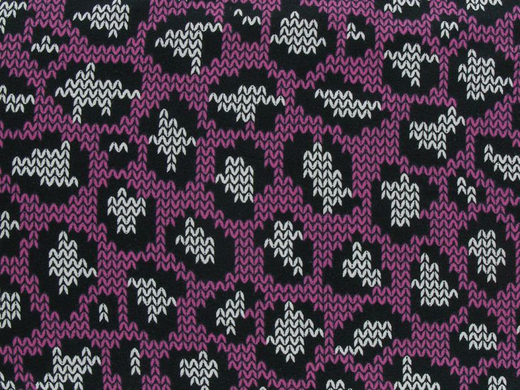 Leopard Knit Print Cotton Jersey, Fuchsia