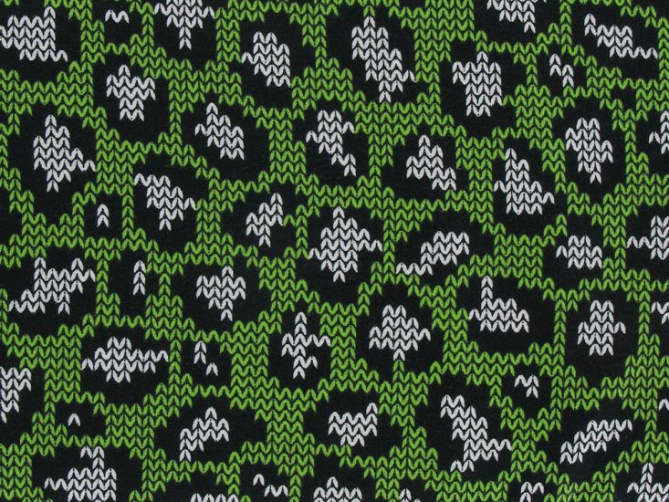 Leopard Knit Print Cotton Jersey, Lime