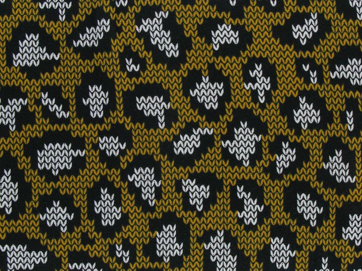 Leopard Knit Print Cotton Jersey, Ochre