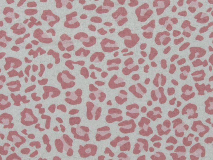 Leopard Print Brushed Cotton Rich Winceyette, Pink