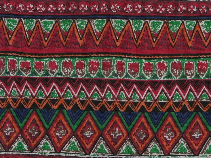 Lightweight Linen Look Canvas, Aztec Stripe, Red