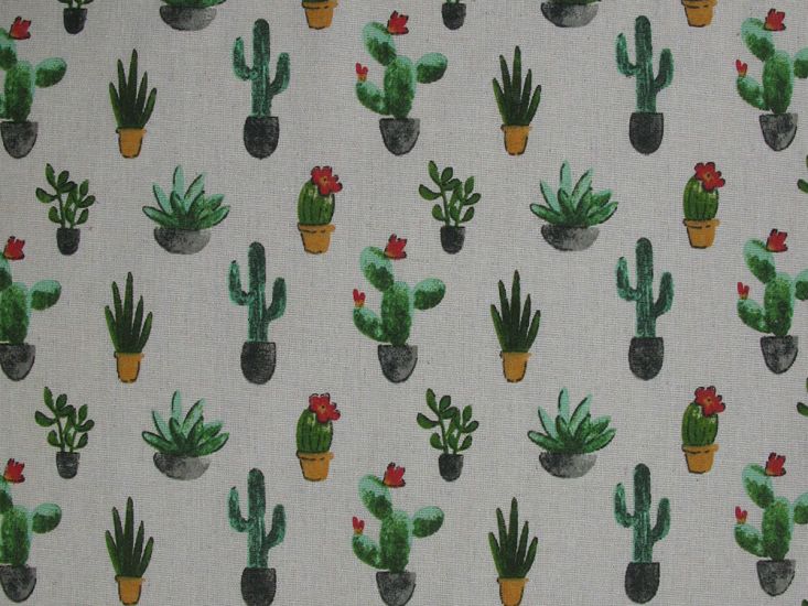 Lightweight Linen Look Canvas, Cactus Garden