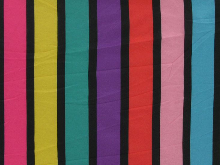 Lightweight Polyester Jersey, 3cm Rainbow Stripe
