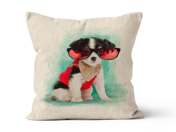 Linen Look Panama Panels, Chihuahua Glasses, Red