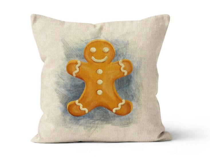 Linen Look Panama Panels, Christmas Gingerbread Man