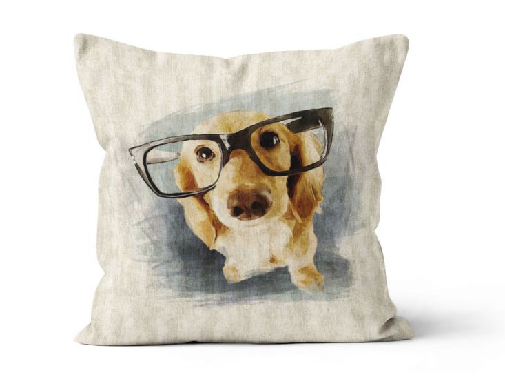 Linen Look Panama Panels, Dachsund Glasses