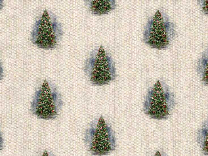 Linen Look Printed Panama, Christmas Tree