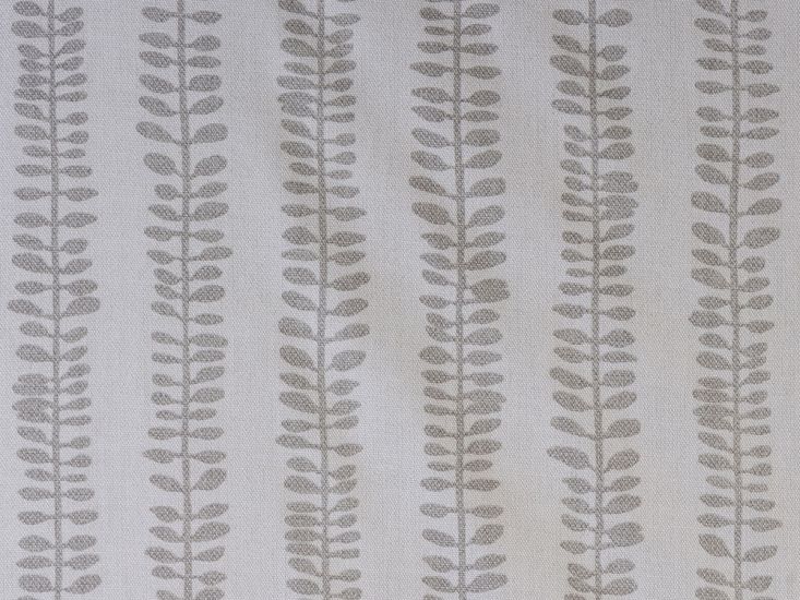 Heavy Cotton Printed Panama, Astrid Leaf Stem, Silver