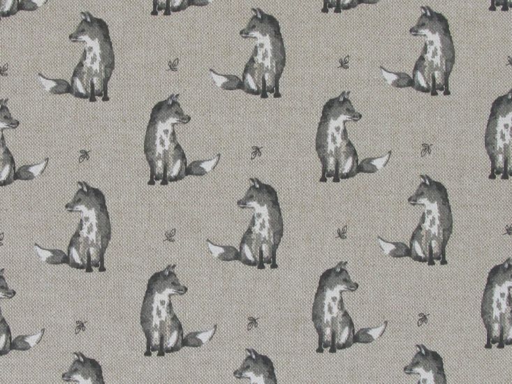 Linen Look Printed Panama Country Animals, Fox