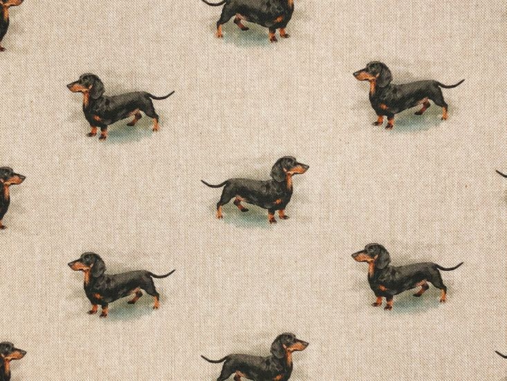 Linen Look Printed Panama, Dachsunds