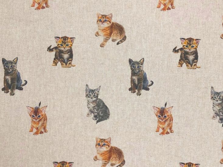 Linen Look Printed Panama, Kittens