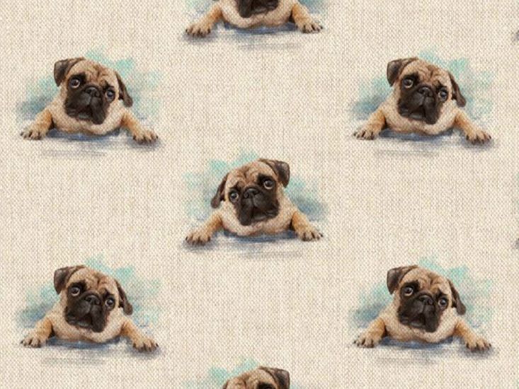 Linen Look Printed Panama, Pug