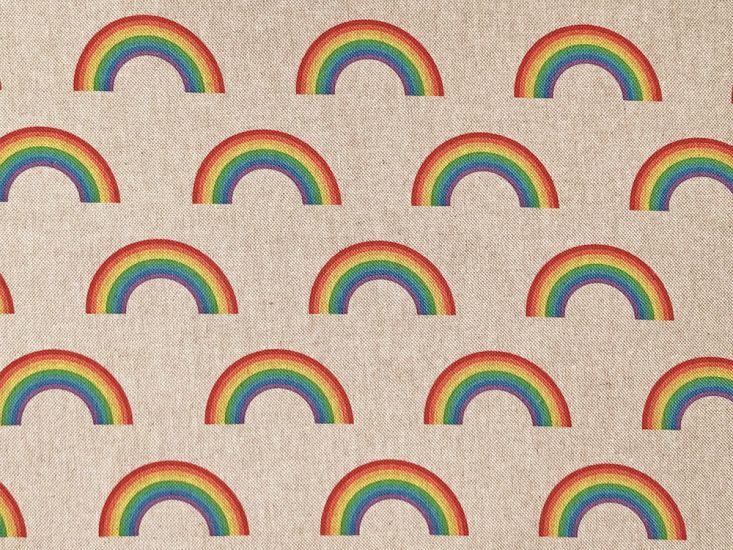 Linen Look Printed Panama, Rainbows, Large