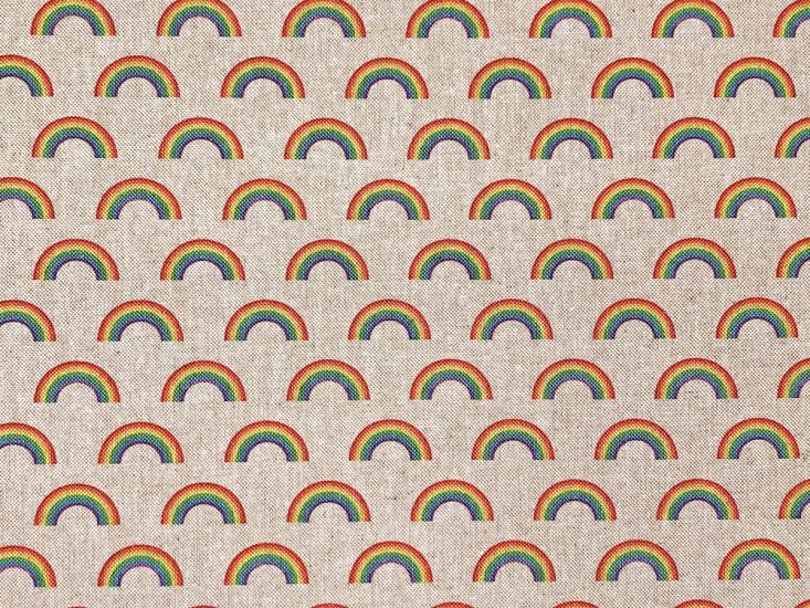 Linen Look Printed Panama, Rainbows, Small