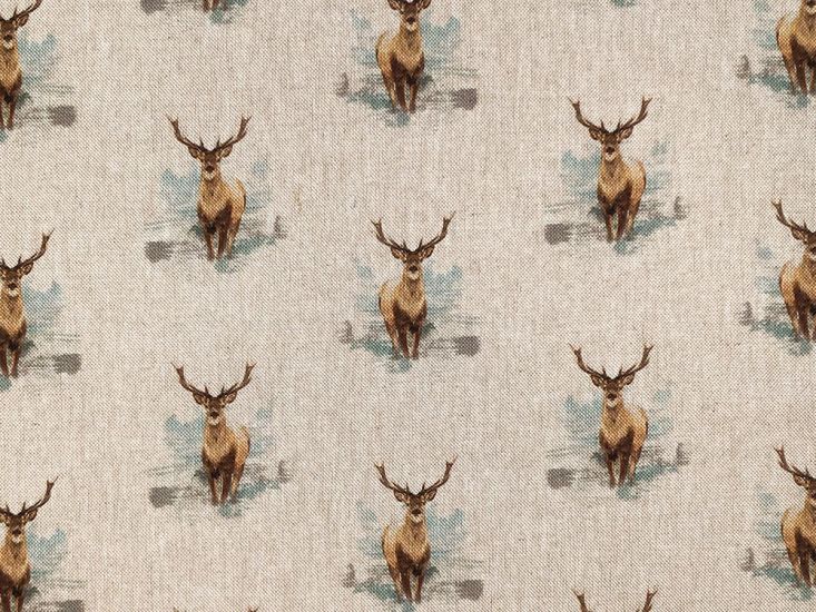 Linen Look Printed Panama, Stags