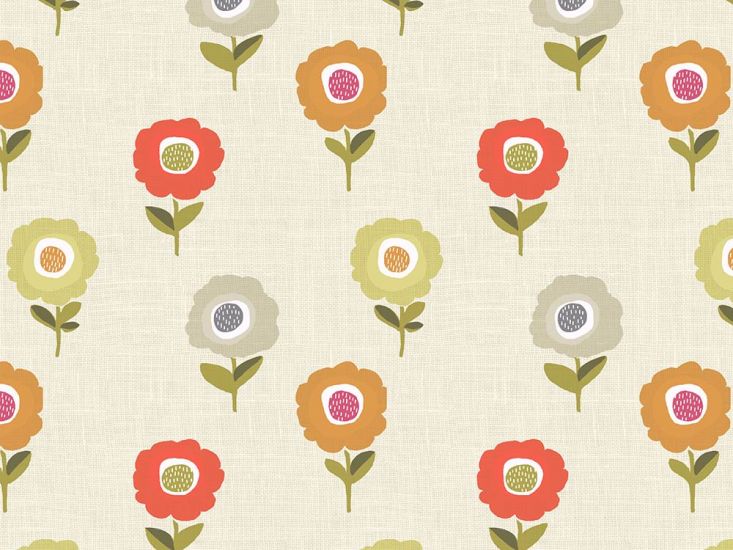 Linen Look Printed Panama Sunflowers, Tutti Frutti