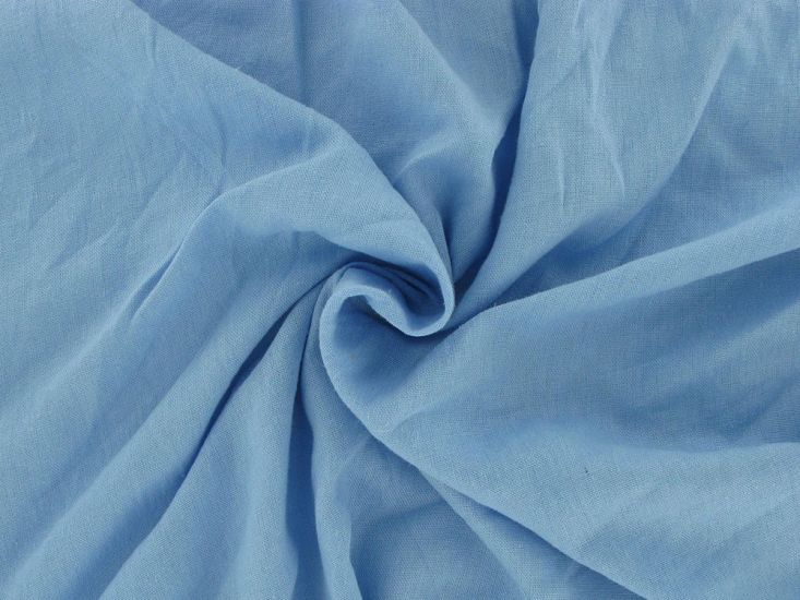 Linen Look Weave Plain Cotton, Light Blue