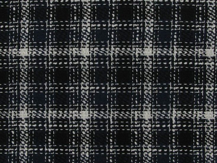 Loose Woven Tartan Wool Blend, Navy