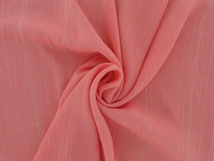 Lurex Stripe Yoryu Chiffon, Salmon