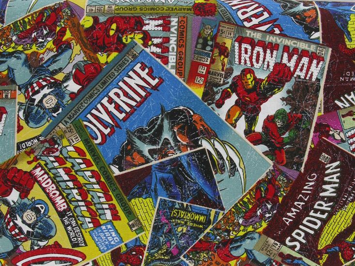 Marvel Comic Book Covers Cotton Print