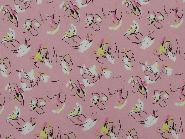 Meadow Doodle Viscose Print, Pink