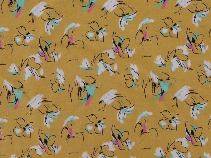 Meadow Doodle Viscose Print, Yellow