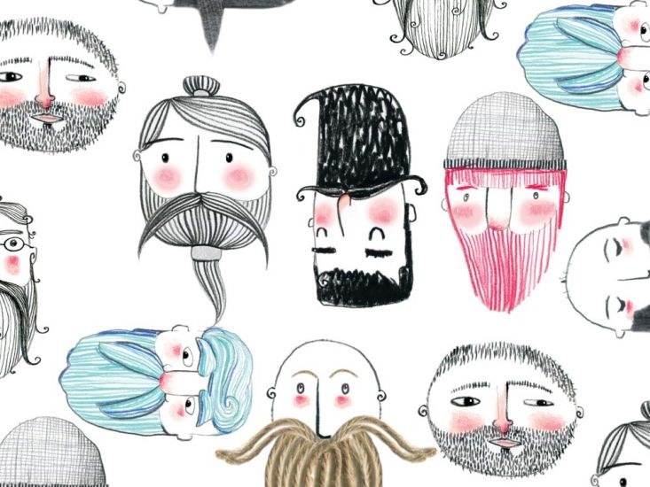 Mens Grooming Cotton Print, Bearded Faces
