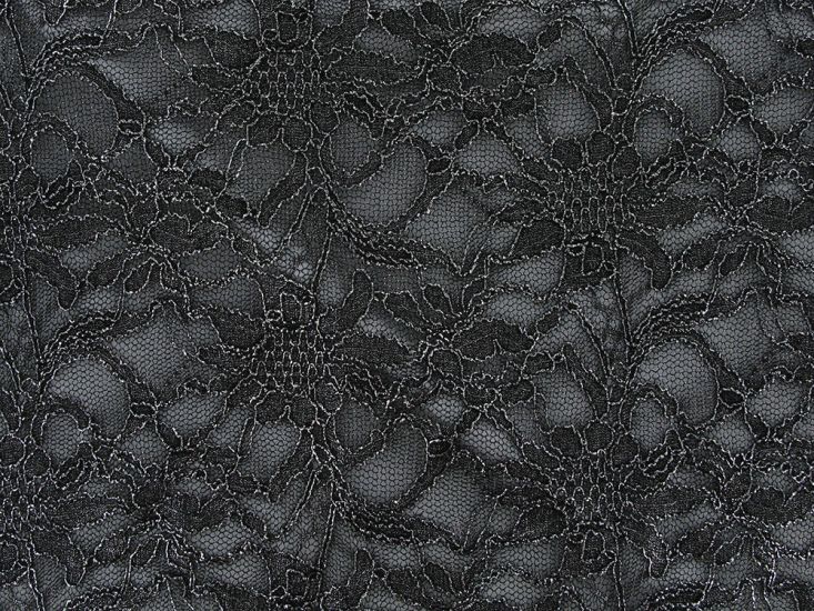 Metallic Floral Lace, Black
