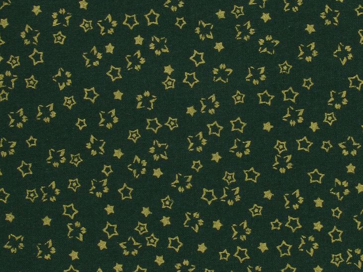 Metallic Foil Christmas Cotton, Twinkle Stars, Green