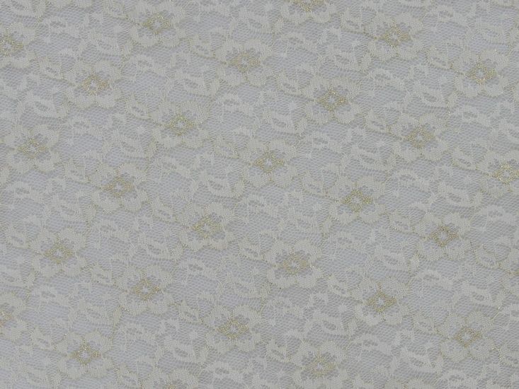 Metallic Rose Nylon Lace, Cream