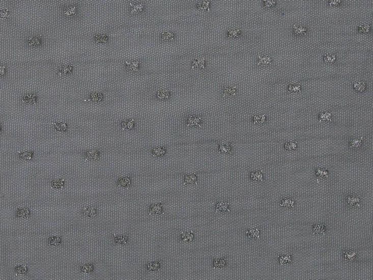 Metallic Spot Rose Tulle Lace, Black