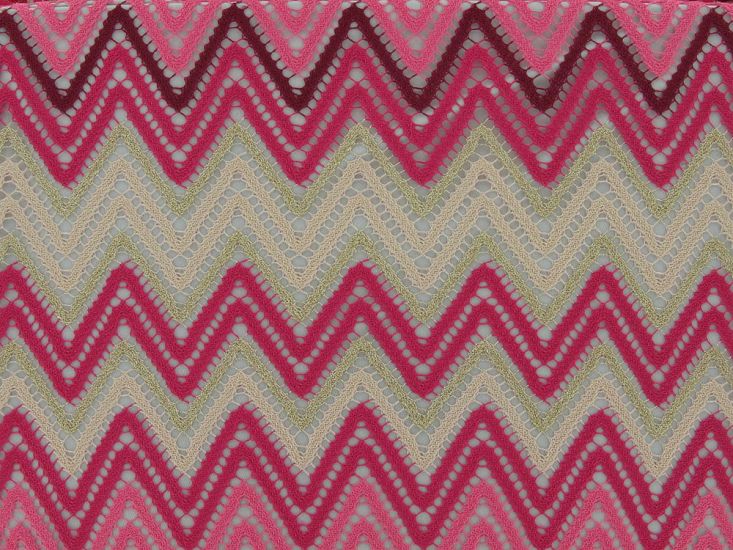 Milano Metallic Chevron Lace, Berry Blush