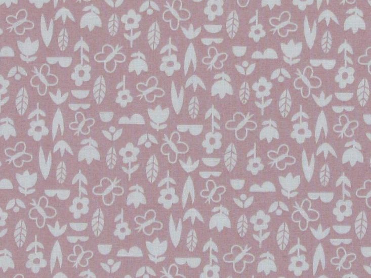 Mini Floral Garden Polycotton Print, Pink