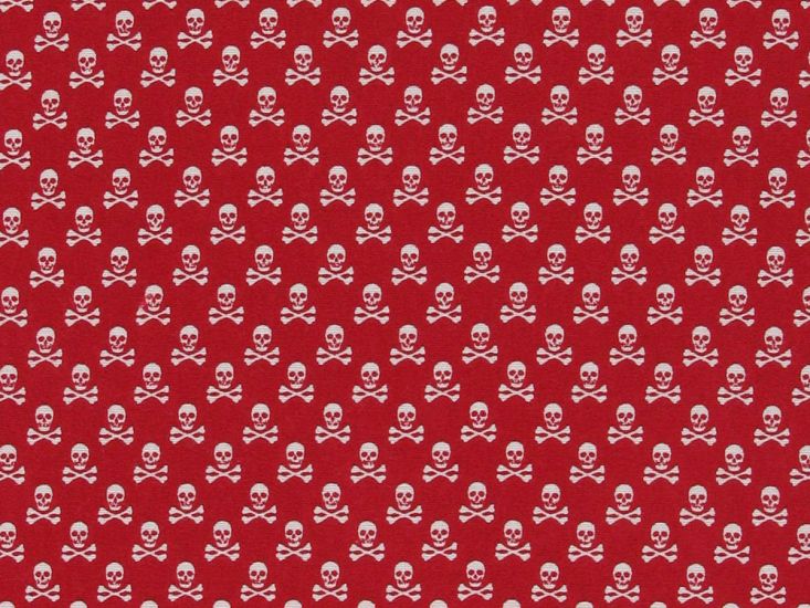 Mini Skull And Cross Bones Cotton Poplin Red