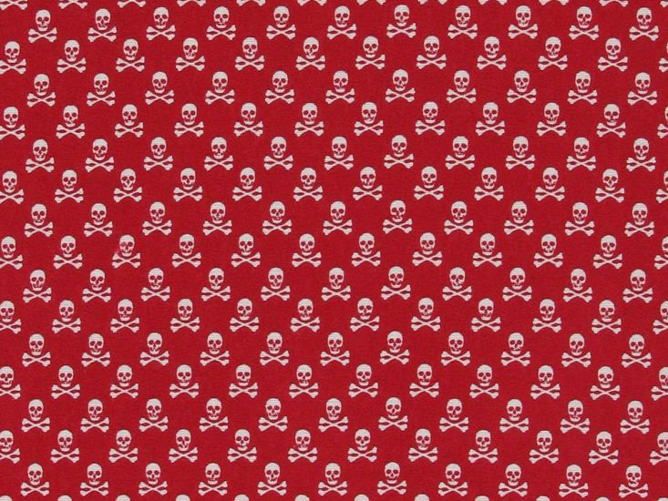 Mini Skull And Cross Bones Cotton Poplin Red