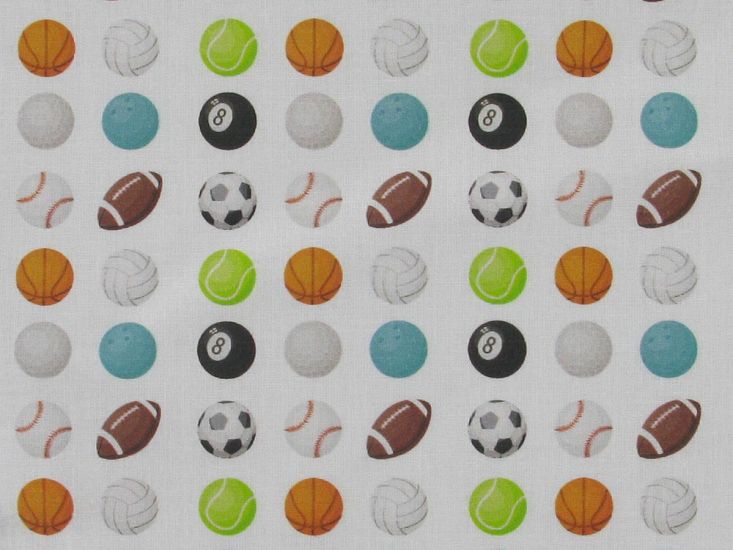 Mini Sports Balls Cotton Print