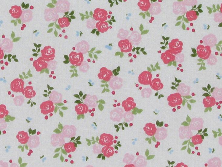 Mini Triple Rose Polycotton Print, Pink