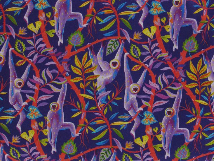 Monkey Business Cotton Print, Purple