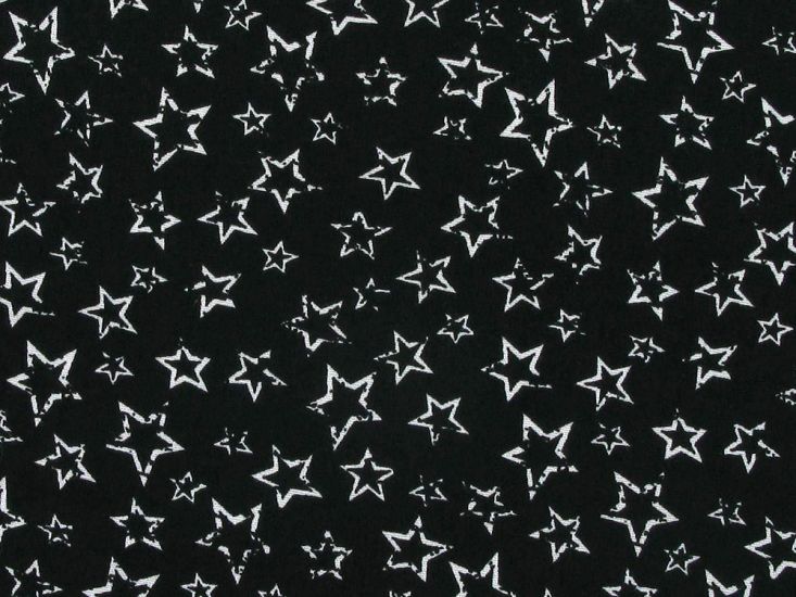 Mono Stars Viscose Print, Black