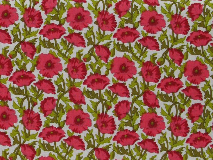 Morris Poppies Cotton Poplin, Red