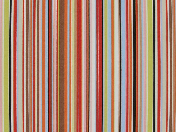 Multi Stripe Cotton Poplin Print, Tangerine