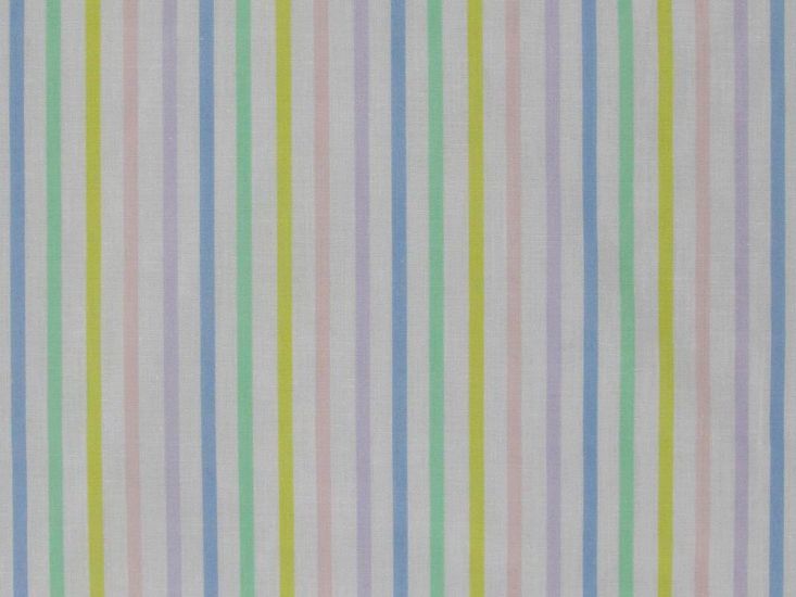 Multi Stripe Polycotton Print, Pastel