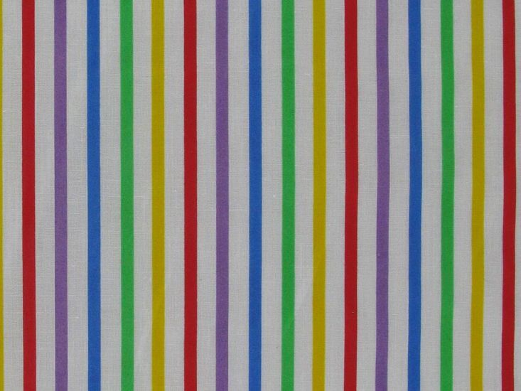 Multi Stripe Polycotton Print, Rainbow
